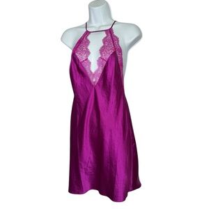 Victoria's Secret Plum  Satin Nighty with Lace Size medium